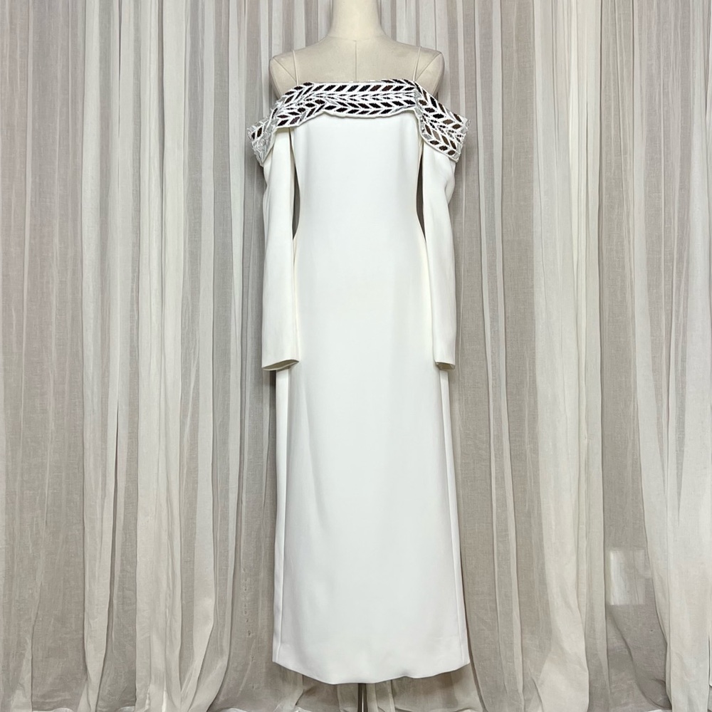 David Koma Plexi Tire White Off Shoulder Midi Dress - Picture 2 of 10